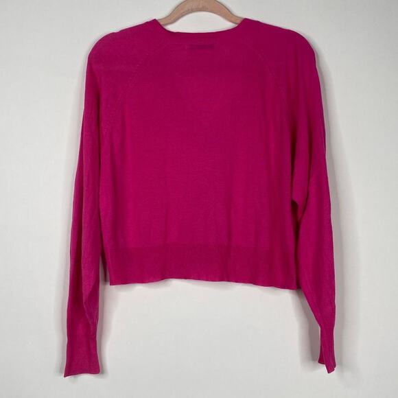 2/$30 ZARA V-Neck Crop Cardigan Small Fuchsia Button Front Long Sleeve #6096 - Picture 8 of 13